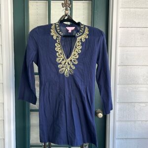 Lilly Pulitzer Navy Tunic with Beaded details size Small